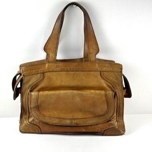 Vintage Leather Satchel Womens Large Tan Distressed Colombian Handbag